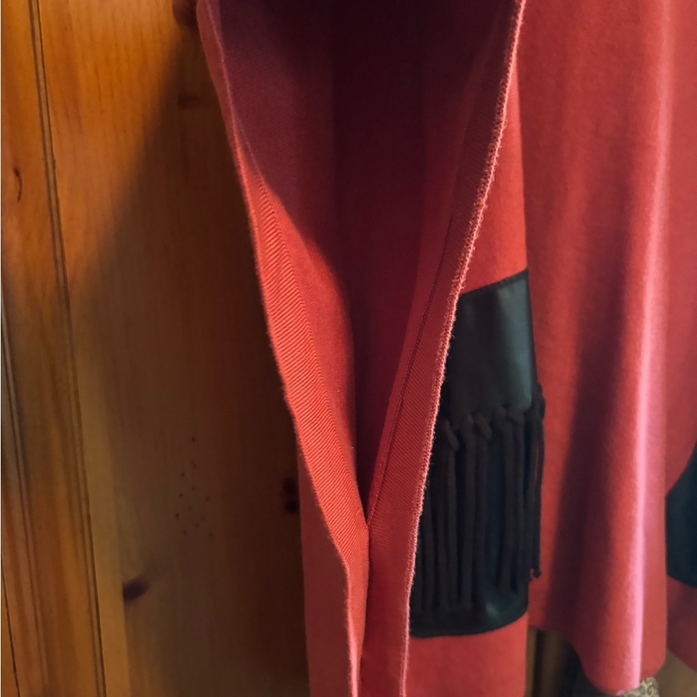 Fever Red Sweater with Black Fringe Accent